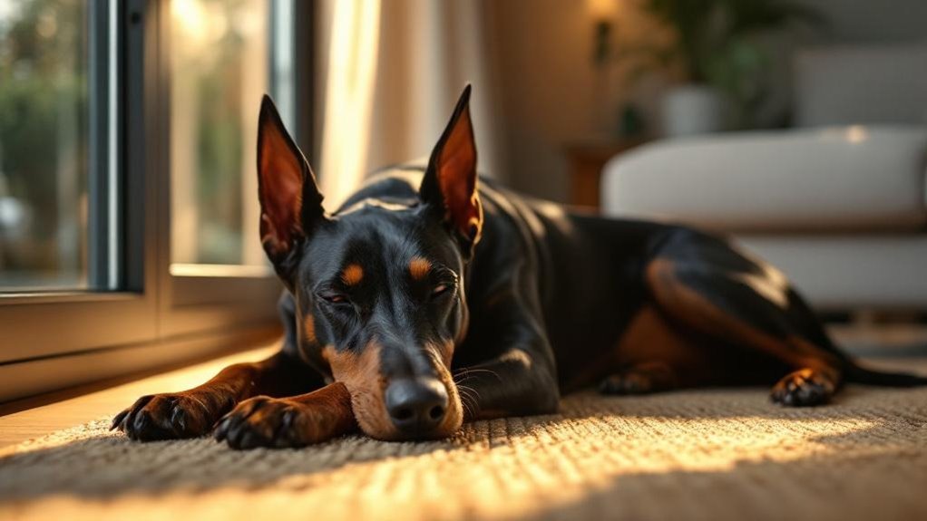 doberman relaxation after activity